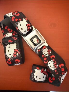 Hello Kitty Seatbelt Belt Y2K Emo Scene Adjustable 42” Black Red
